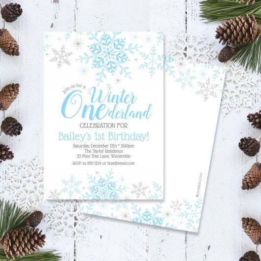 Invitation Winter Wonderland 1er anniversaire Boy Blue