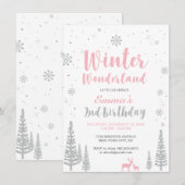 Invitation Winter Wonderland 2e Anniversaire Invitation, Girl (Devant / Derrière)