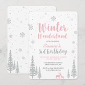 Invitation Winter Wonderland 3ème anniversaire Invitation, Gi (Devant / Derrière)