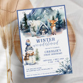 Invitation Winter Wonderland Anniversaire de enfant d'aquarel