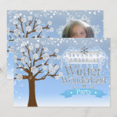 Invitation Winter Wonderland Anniversaire Fête Photo Invitati (Devant / Derrière)