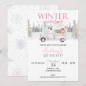 Invitation Winter Wonderland Anniversaire, Fille 3e Anniversa (Devant / Derrière)
