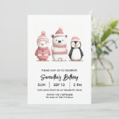 Invitation Winter Wonderland Anniversaire | Rose clair (Debout devant)