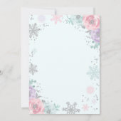 Invitation Winter Wonderland Anniversaire Silver Pink Snowfla (Dos)