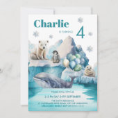 Invitation Winter Wonderland Arctic Animaux Anniversaires de  (Devant)