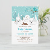 Invitation Winter Wonderland Arctic Fox Baby shower (Debout devant)