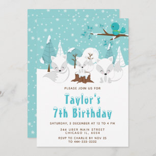 Invitation Winter Wonderland Arctic Fox fête d'anniversaire