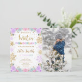 Invitation Winter Wonderland avec photo (Debout devant)