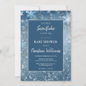 Invitation Winter Wonderland Baby shower bleu (Devant)