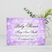Invitation Winter Wonderland Baby shower pourpre (Debout devant)