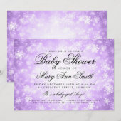 Invitation Winter Wonderland Baby shower pourpre (Devant / Derrière)