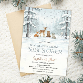 Invitation Winter Wonderland Baby Shower Woodland Baby Animal