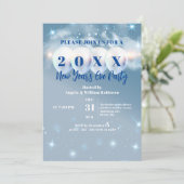 Invitation Winter Wonderland Balloons Blue New Year's Eve (Debout devant)