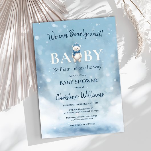 Invitation Winter Wonderland Bear Boy Baby shower