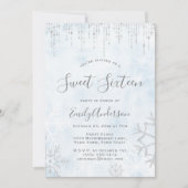 Invitation Winter Wonderland Bleu Argent Neige Douce glace 16 (Devant)