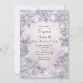 Invitation Winter Wonderland Bleu Blanc Élégant Snowflakes (Devant)