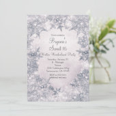 Invitation Winter Wonderland Bleu Blanc Élégant Snowflakes (Debout devant)