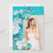 Invitation Winter Wonderland bleu turquoise Floral Sweet sixt (Dos)