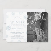 Invitation Winter Wonderland Blue Photo Anniversaire (Devant)
