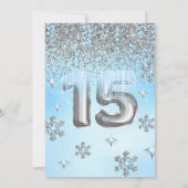 Invitation Winter Wonderland Blue Silver Balloons Quinceanera (Dos)