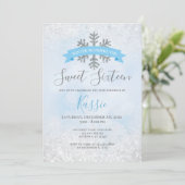 Invitation Winter Wonderland Blue Silver Sweet 16 Anniversair (Debout devant)