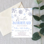 Invitation Winter Wonderland Blue Snowflake fête d'anniversai