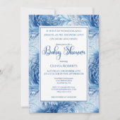 Invitation Winter Wonderland Blue Snowflakes Baby shower (Devant)