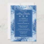 Invitation Winter Wonderland Blue Snowflakes Mariage (Devant)
