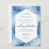 Invitation Winter Wonderland Blue Snowflakes Mariage (Devant)