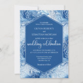 Invitation Winter Wonderland Blue Snowflakes Mariage (Devant)