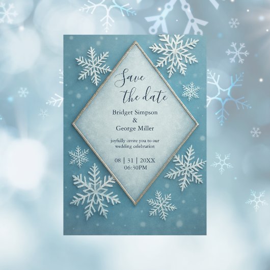 Invitation Winter Wonderland Blue Snowy Romant enregistrer la