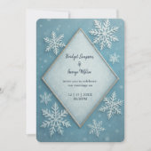 Invitation Winter Wonderland Blue Snowy Romantique mariage (Devant)
