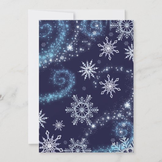 Invitation Winter Wonderland Blue & White Sparkies Snowflakes (Dos)