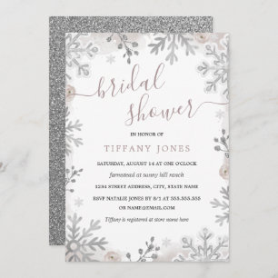 Invitation Winter Wonderland Blush Silver Fête des mariées