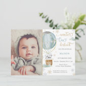 Invitation Winter Wonderland Boy first Birthday Photo (Debout devant)