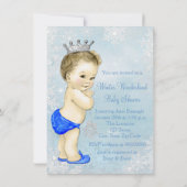 Invitation Winter Wonderland Boys Blue Snowflake Baby shower (Dos)