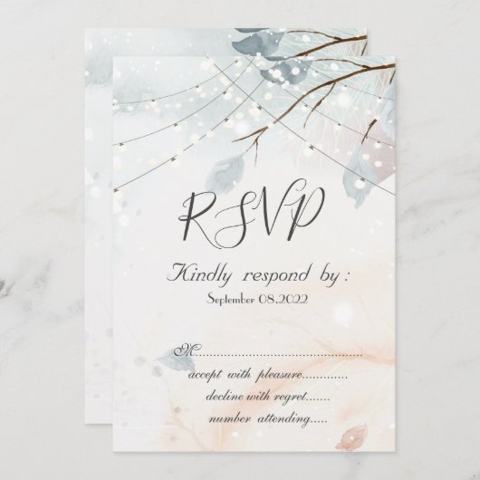 Invitation Winter Wonderland, Branche Arbre RSVP (Devant / Derrière)