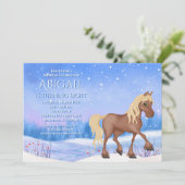 Invitation Winter Wonderland Cheval et neige Anniversaire (Debout devant)