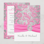 Invitation Winter Wonderland Crystal Buckle Mariage - Pink (Devant / Derrière)