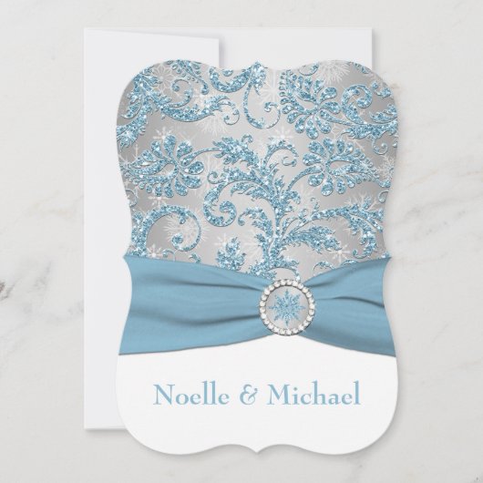 Invitation Winter Wonderland, Crystal Buckle Wedding Invite 2 (Devant)