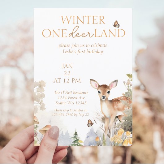 Invitation Winter Wonderland Deer Premier anniversaire