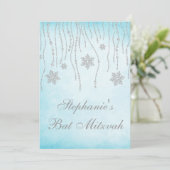 Invitation Winter Wonderland Diamond Snowflakes Bat mitzvah (Debout devant)