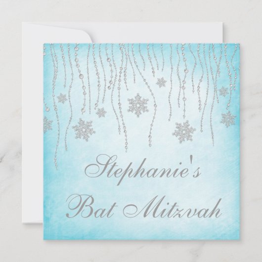 Invitation Winter Wonderland Diamond Snowflakes Bat mitzvah (Devant)