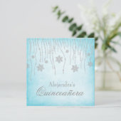 Invitation Winter Wonderland Diamond Snowflakes Quinceanera (Debout devant)