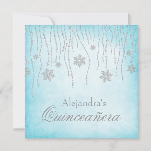 Invitation Winter Wonderland Diamond Snowflakes Quinceanera (Devant)