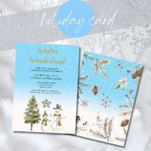 Invitation Winter Wonderland Dusty Blue Holiday