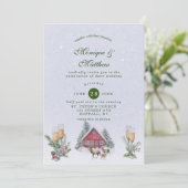 Invitation Winter Wonderland Farm House et Deer Mariage (Debout devant)