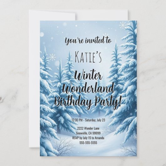 Invitation Winter Wonderland Fête d'anniversaire (Devant)