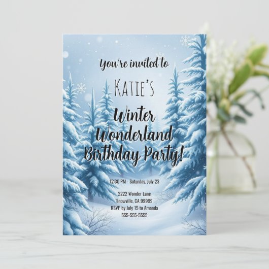 Invitation Winter Wonderland Fête d'anniversaire (Debout devant)