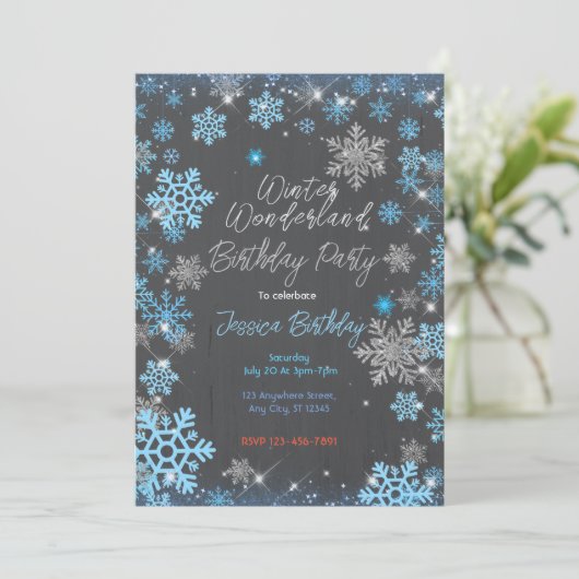 Invitation Winter Wonderland Fête d'anniversaire (Debout devant)